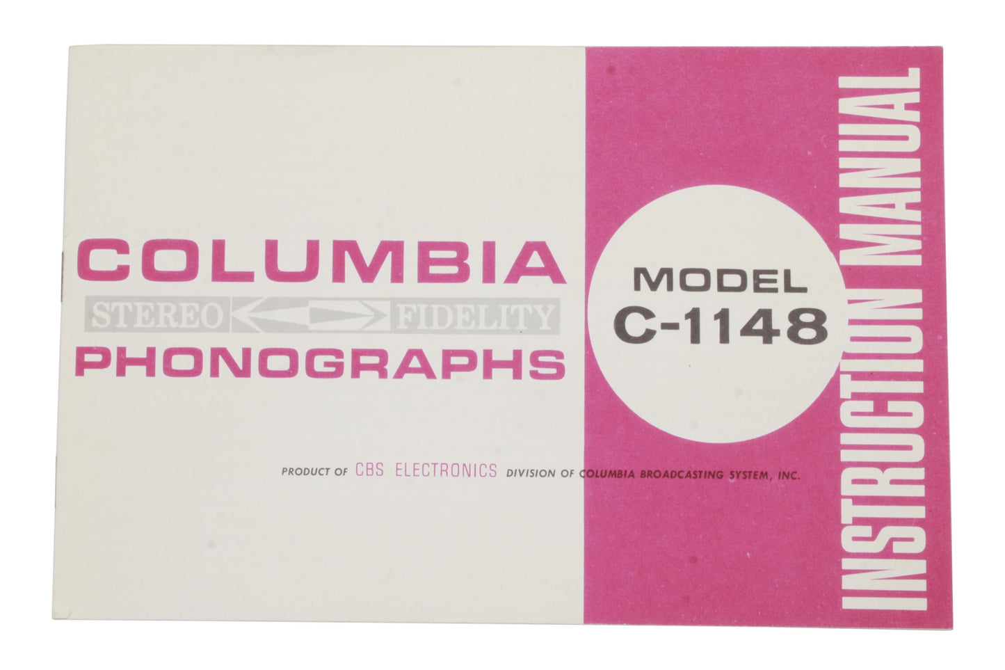 Vintage Original Columbia Phonograph Model C-1148 Instruction Manual