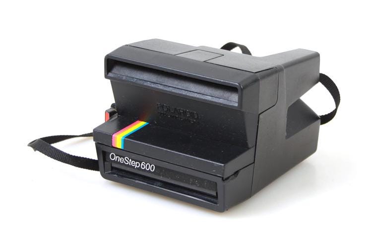 Vintage One Step Polaroid 600 Film Instant Camera & Strap Rainbow Black