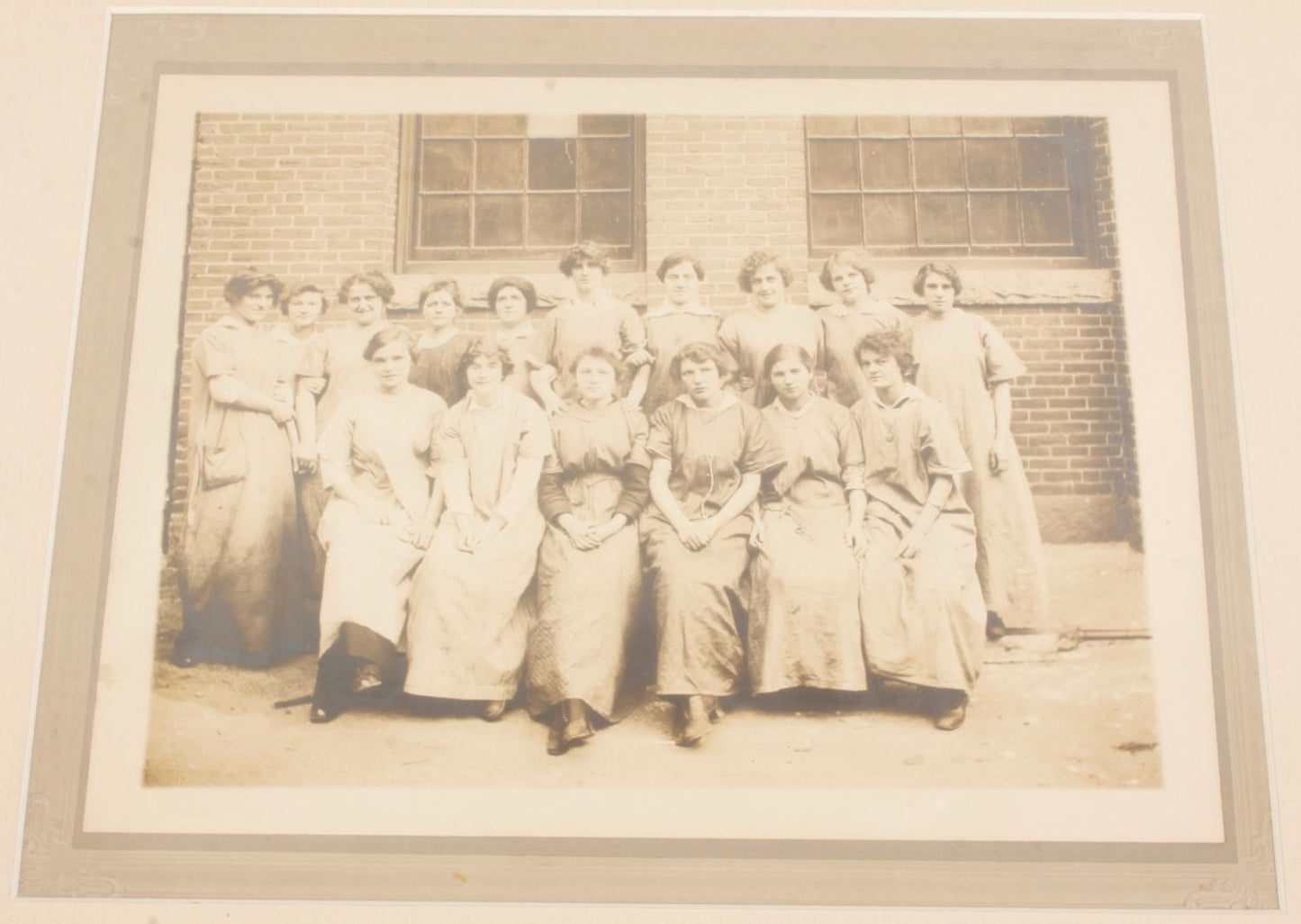 Early 1900s Young Women Group Photo Long Gowns Archival Matte and Frame