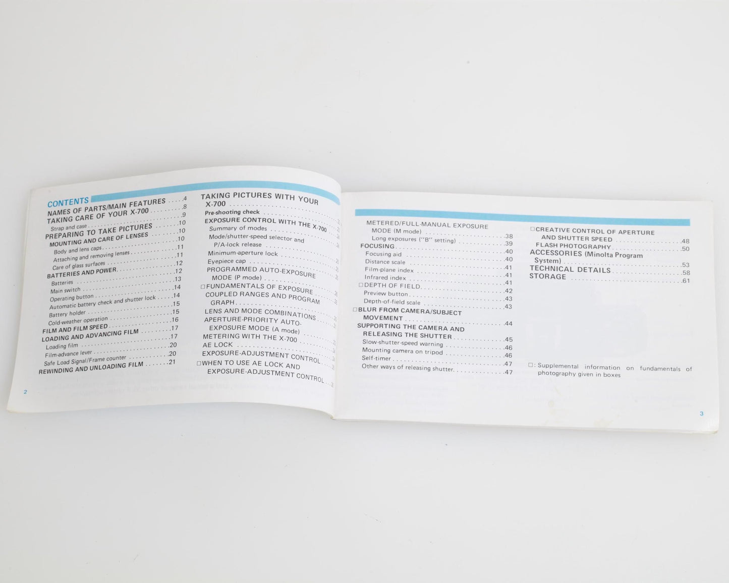 Minolta X-700 Original Camera Manual