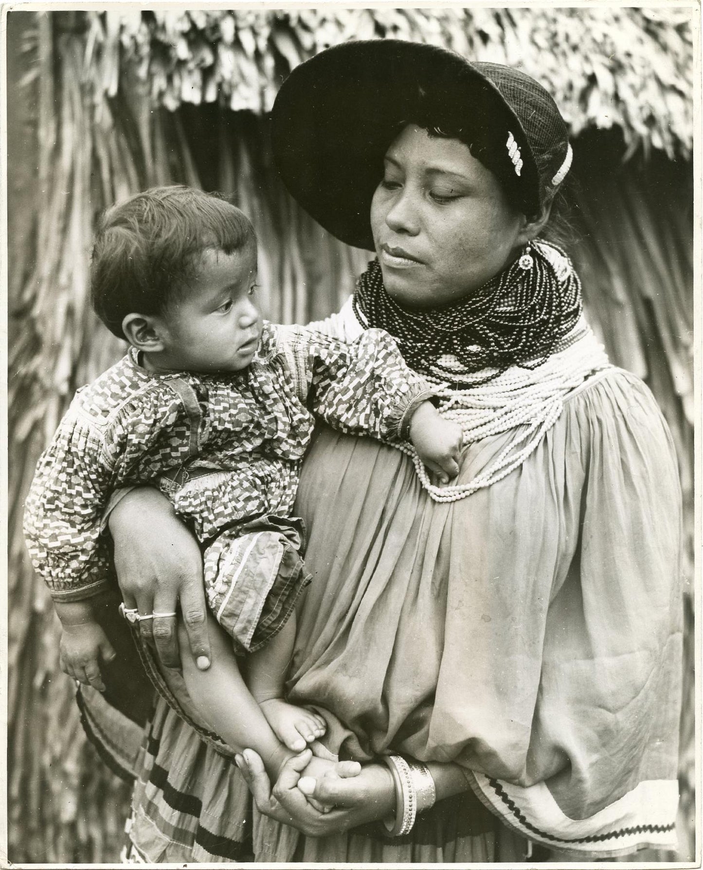 Vintage 1948 Silver Photo Seminole Mother and Child Native American