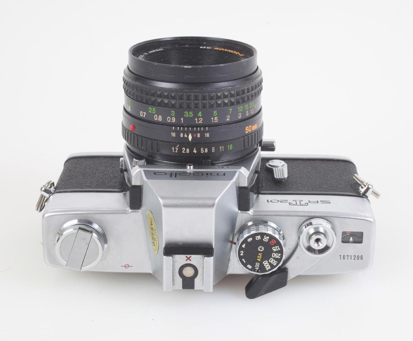 Minolta SRT201 35mm SLR Film Camera w/50mm f/1.7 Lens and Starter Film Roll
