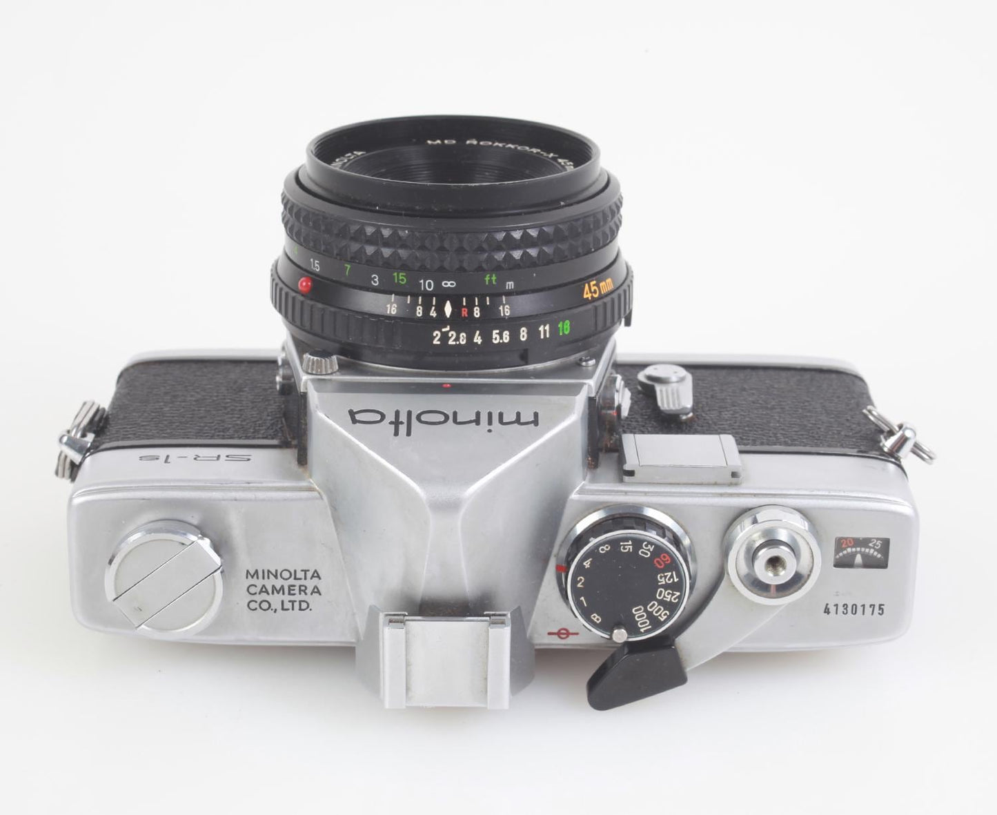 Minolta SR-1S 35mm SLR Film Camera w/Cold Shoe and 45mm f/2 Lens Tested Working