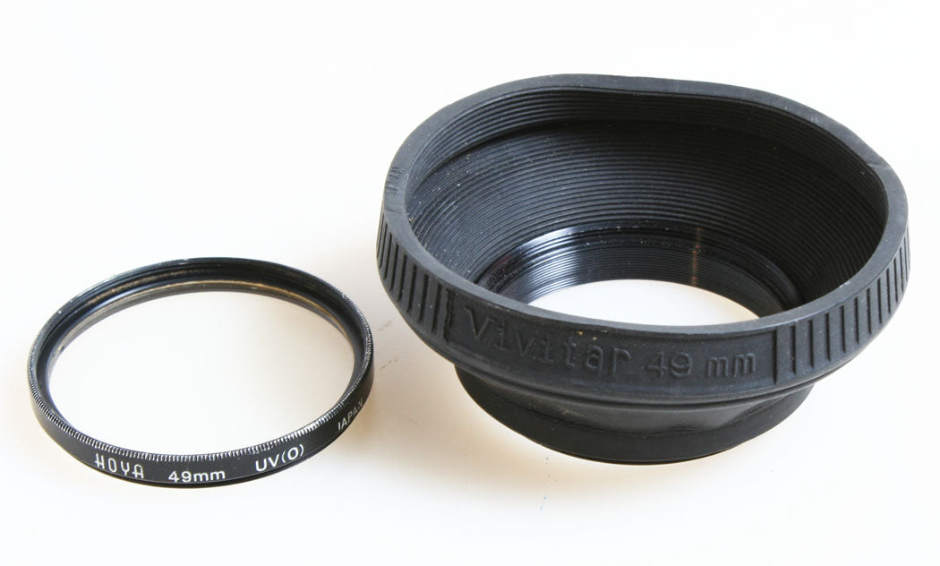 49mm UV Filter And Rubber Lens Hood