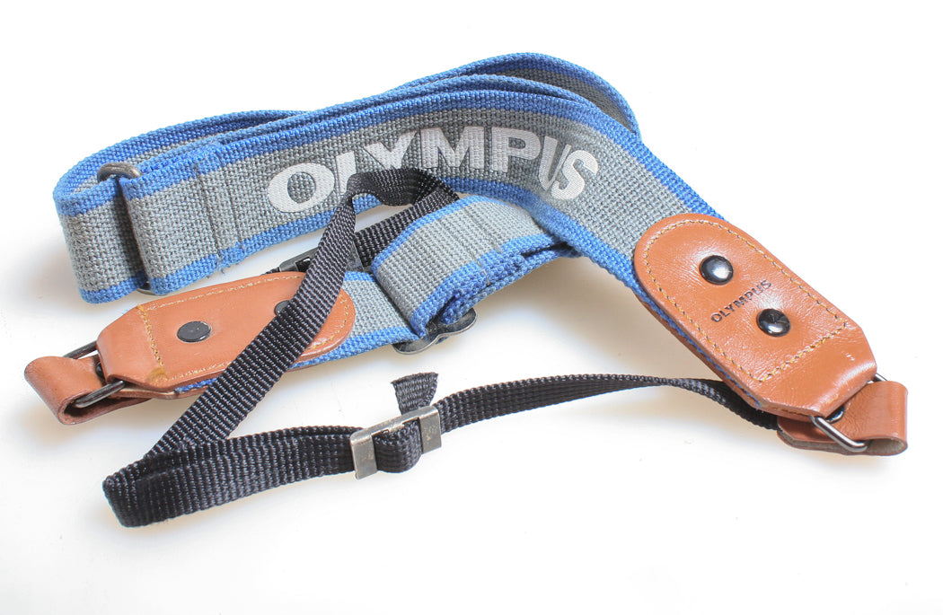 OLYMPUS ORIGINAL CAMERA STRAP, HEAVY DUTY, BLUE / GREY