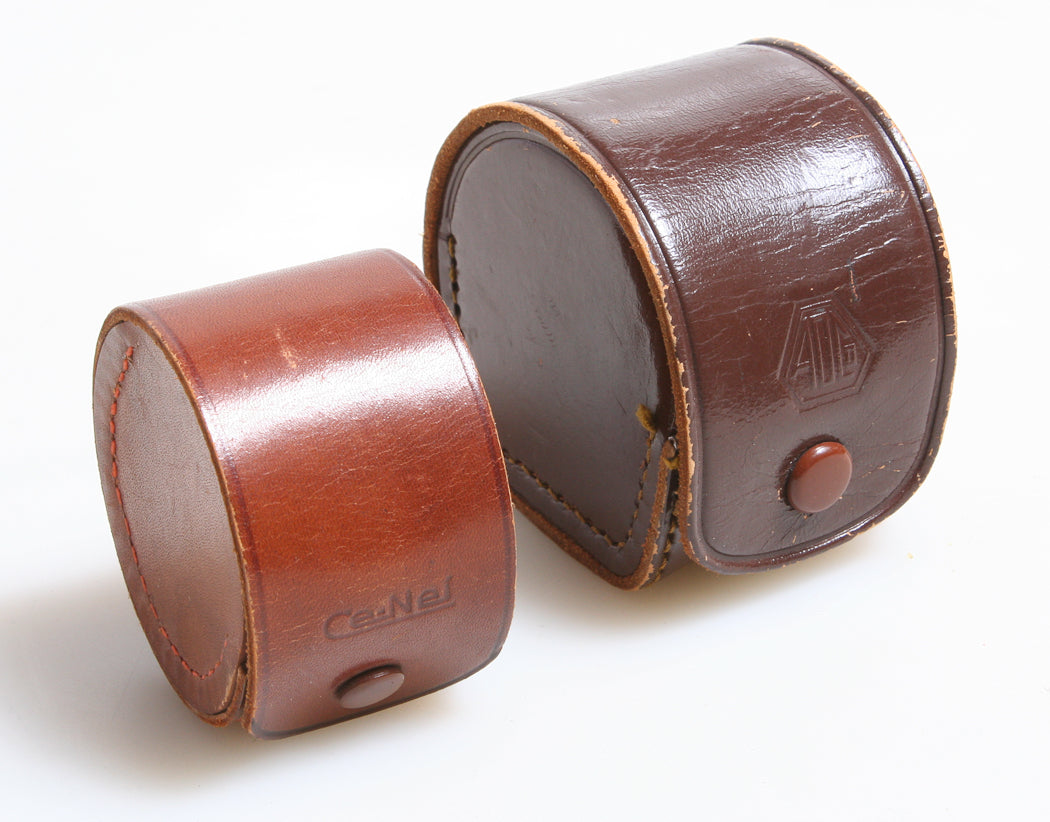 CAMERA ACCESSORY CASES, LEATHER, VINTAGE, SET OF 2