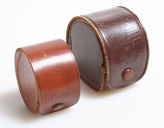 CAMERA ACCESSORY CASES, LEATHER, VINTAGE, SET OF 2