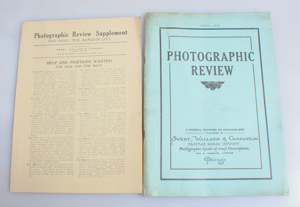 PHOTOGRAPHIC REVIEW , APRIL 1918 BY SWEET WALLACH , EASTMAN KODAK, PAPER BACK
