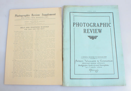 PHOTOGRAPHIC REVIEW , APRIL 1918 BY SWEET WALLACH , EASTMAN KODAK, PAPER BACK