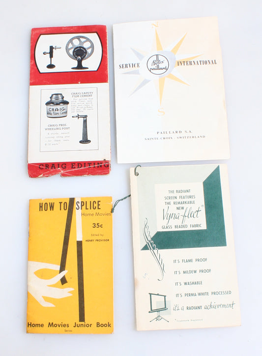 MOVIE LITERATURE, VINTAGE, LOT, HOW TO SPLICE, EDITING EQUIPMENT, BOLEX PAILLARD