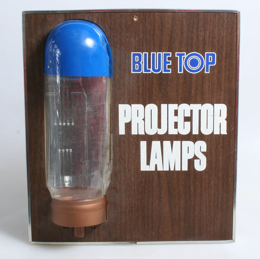 PHOTOGRAPHICA, SYLVANIA BLUE TOP PROJECTOR LAMP SIGN, VINTAGE ORIGINAL