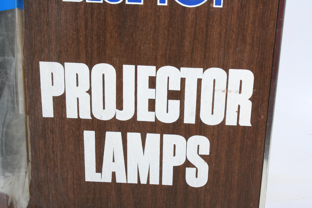 PHOTOGRAPHICA, SYLVANIA BLUE TOP PROJECTOR LAMP SIGN, VINTAGE ORIGINAL