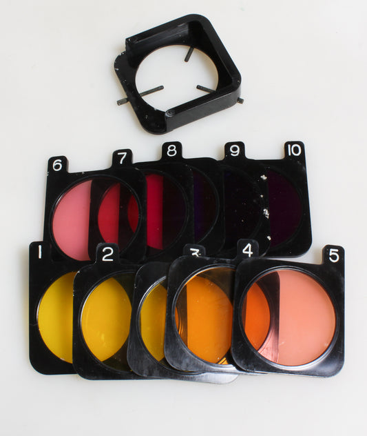 POLYCONTRAST ENLARGEMENT FILTERS, SET OF 10 WITH HOLDER