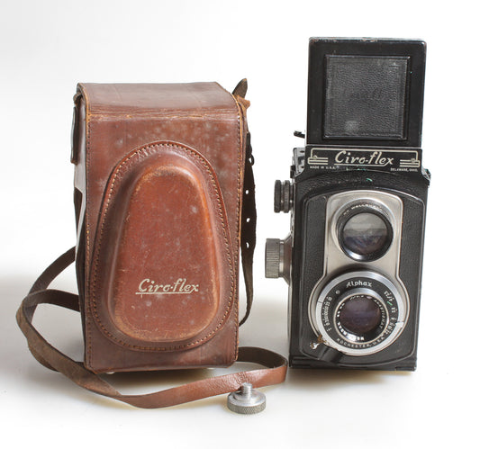 CIRO-FLEX TLR CAMERA,FOR DISPLAY,W/ORIGINAL BROWN LEATHER CASE & STRAP