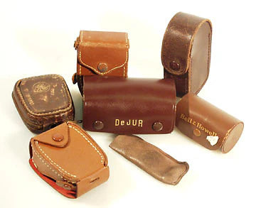 MISCELLANEOUS CASES LOT METERS, FILTER, ACCESSORIES 1950's leather
