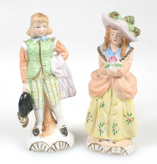 OCCUPIED JAPAN HADSON FIGURINES, BISQUE MAN   WOMAN