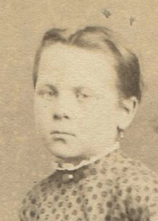 Vintage School Girl in Print Dress Seated Portrait Photo, Original Old Photo,