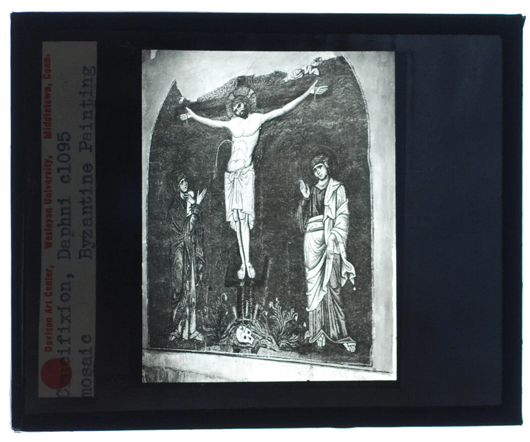 Vintage The Crucifixion by Daphni Photo on Glass Lantern Slide, Collectible