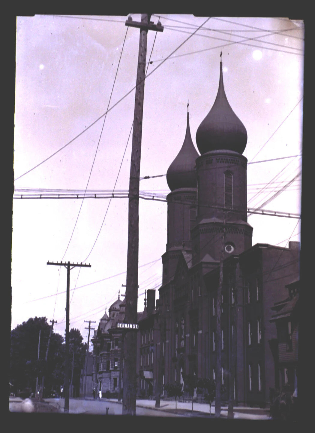 ONION DOMED CHURCH. 5X7 IN. GLASS PLATE NEGATIVE.
