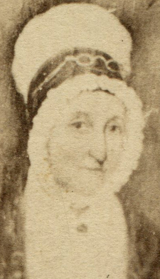 OLD WOMAN IN BONNET, GLASSES AT REST ON BONNET. CDV. INDIANAPOLIS, IND.