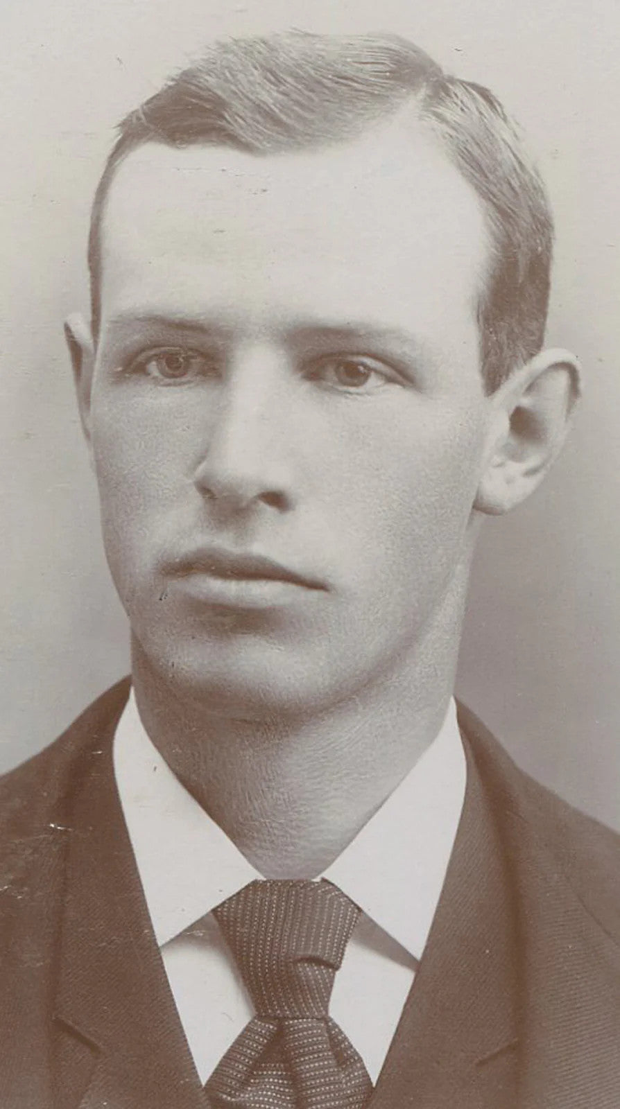 Vintage Cabinet Card Photo - Young Man Portrait with Deep-Set Eyes, Waverly NY,