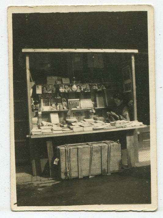Vintage 1940s Newsstand Photograph - Silver Print 3.25x2.25, Ephemera Wall Art,