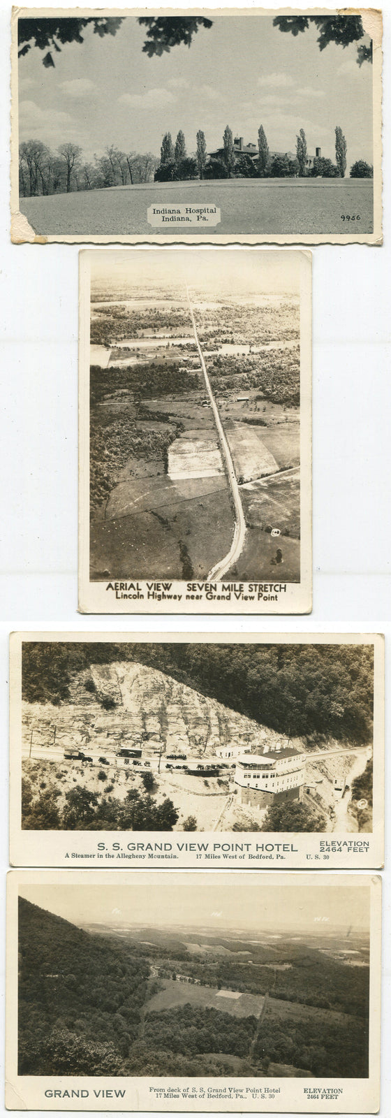 INDIANA AND BEDFORD, PA. POST CARD 4 SET.