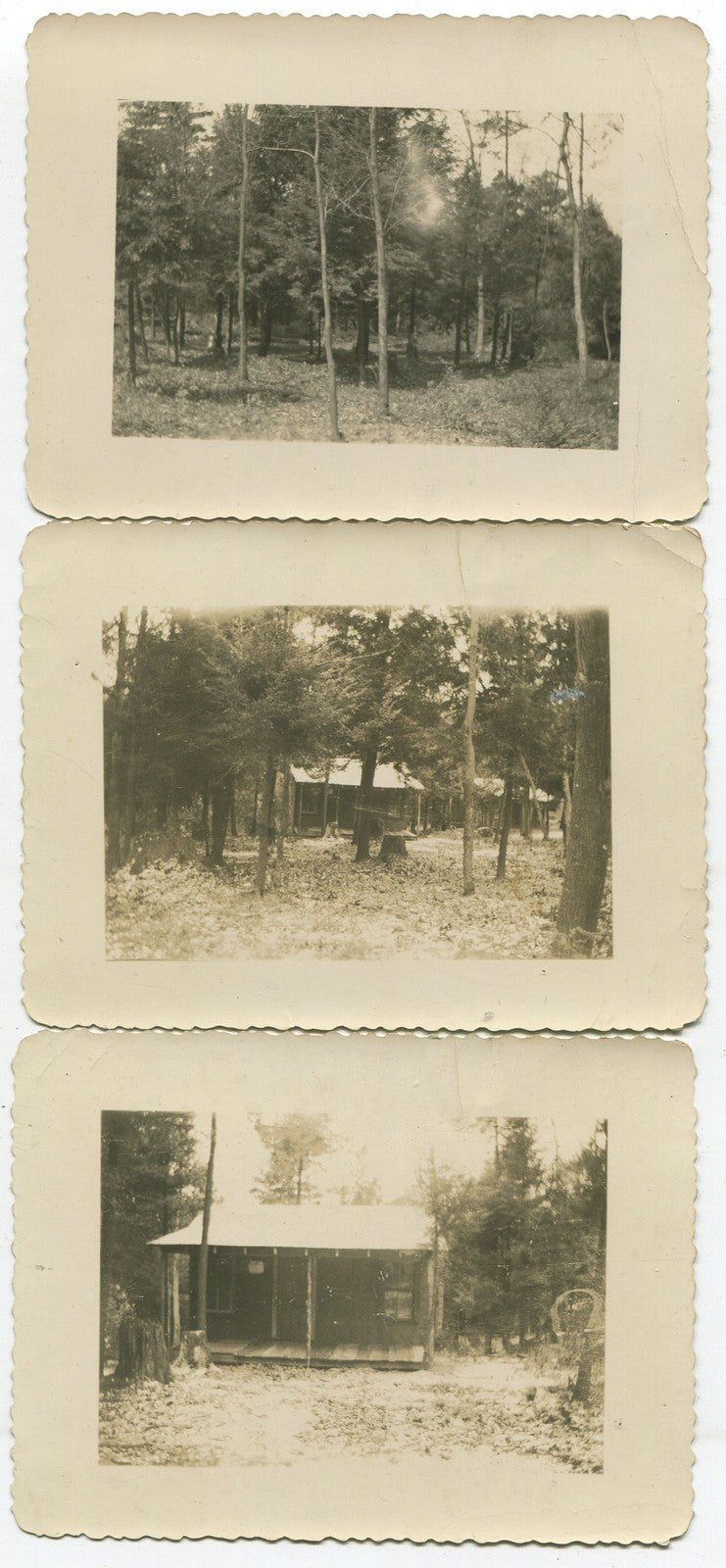 Vintage Log Cabin B&W Photo Set - 3x4 Rustic Architectural Wall Art, 3-Piece