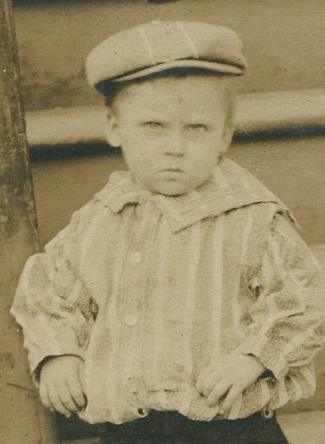 Vintage Cabinet Card Photo: Young Boy Hoodlum Pose, Fear the Kid Caption, Early