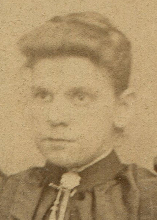 WOMAN IN TIGHT CORSET DRESS. CDV.