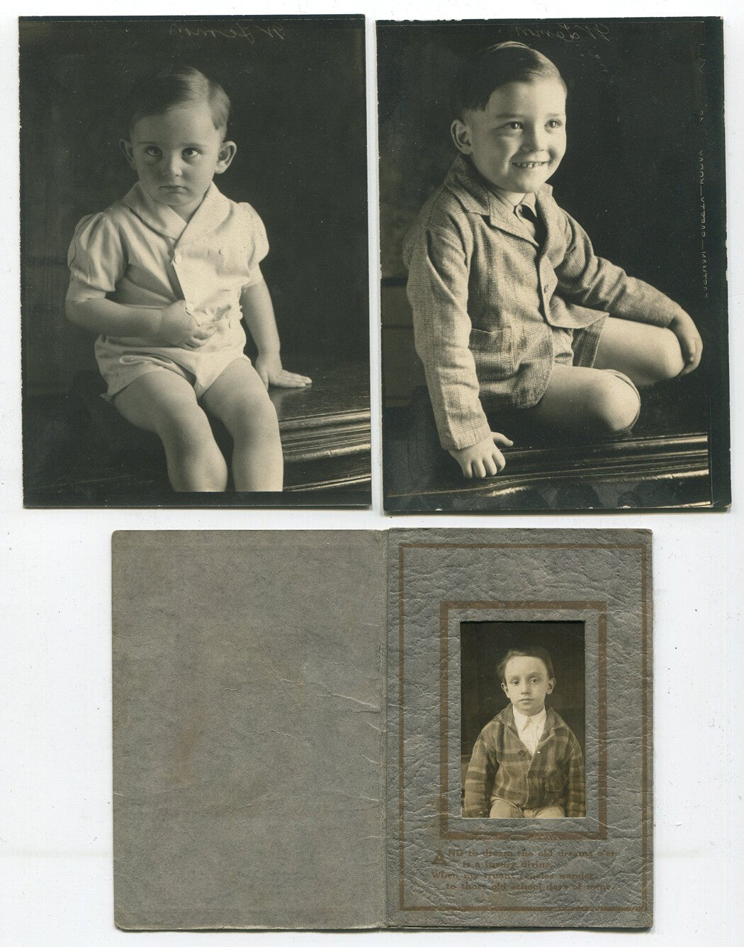 Vintage 1940s-50s Boy Photos Set 3 Black & White Mini Prints for Scrapbooks,