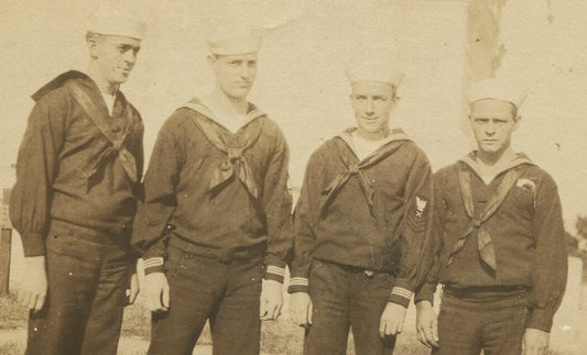 Vintage U.S. Navy Sailors in Dress Blues Photo, 1930s140s, B&W Toned Historic