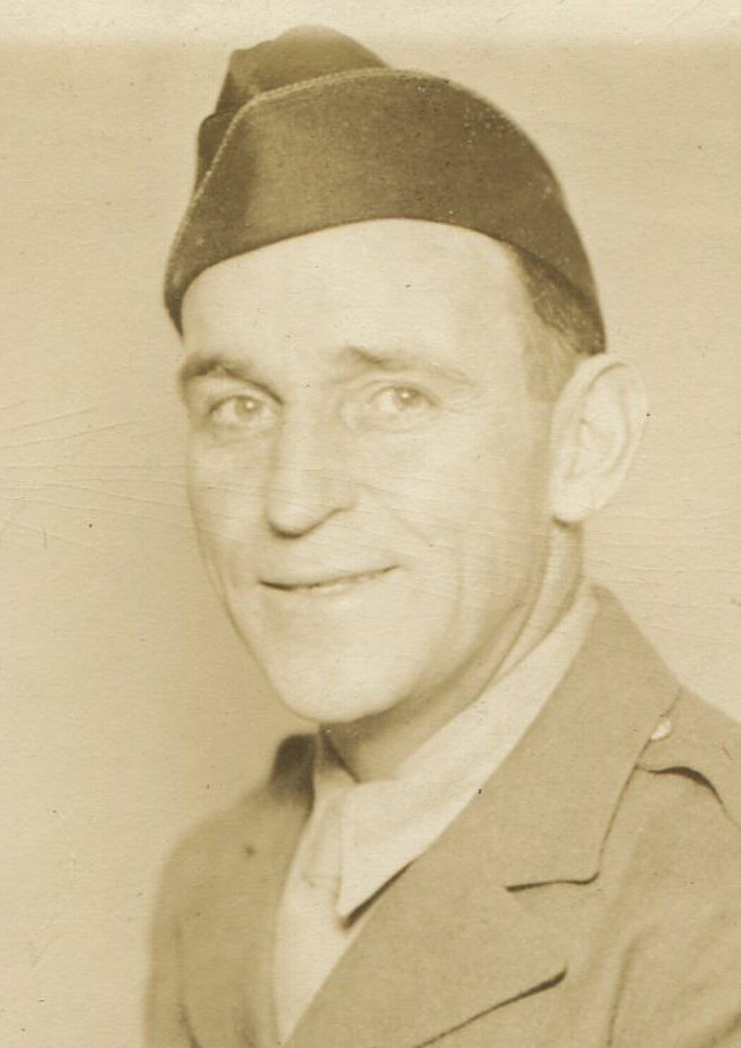 Vintage U.S. Soldier in Uniform Photograph, 1930s–40s, Black & White, Toned, 3.5