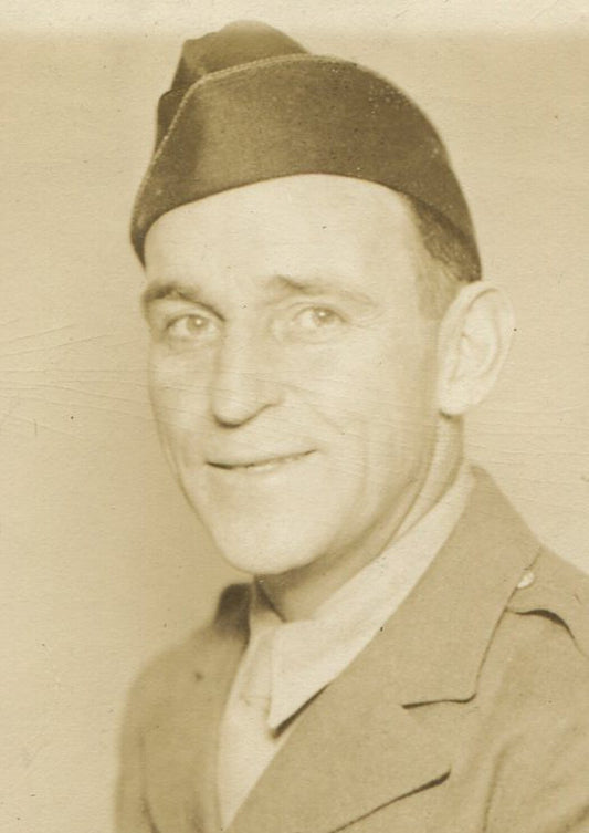 Vintage U.S. Soldier in Uniform Photograph, 1930s–40s, Black & White, Toned, 3.5
