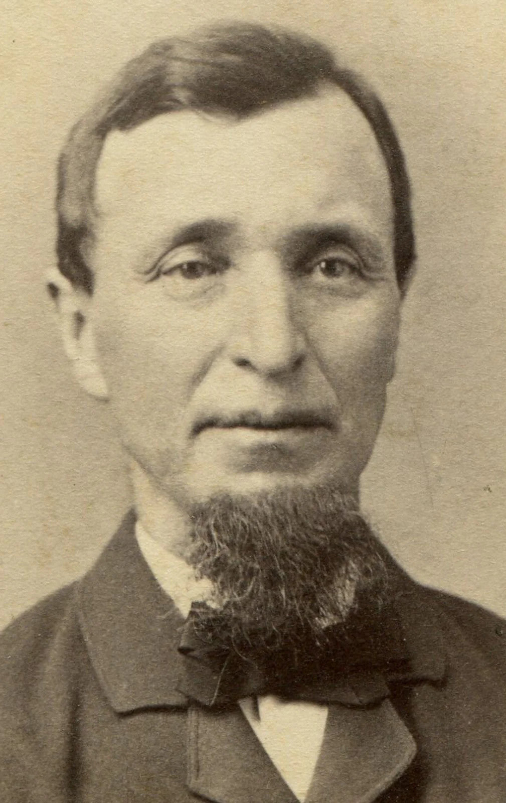 MAN WITH STRONG ROMAN NOSE, CHIN BEARD. CDV. TROY, N.Y.