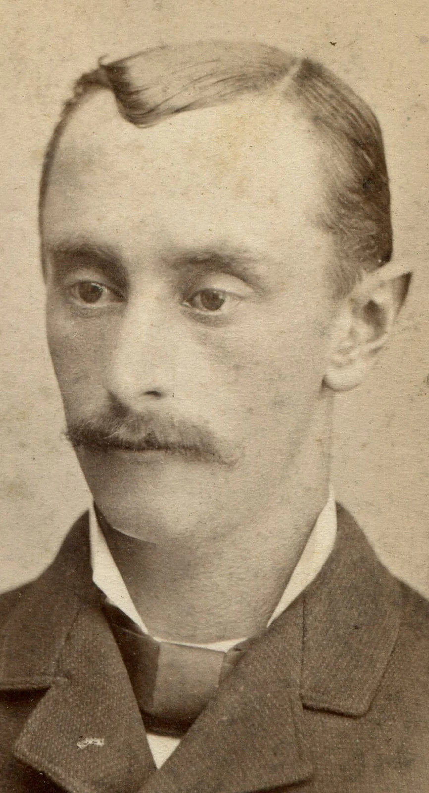 SAD MAN STARES INTO DISTANCE. CDV. NEW HAVEN, CT.