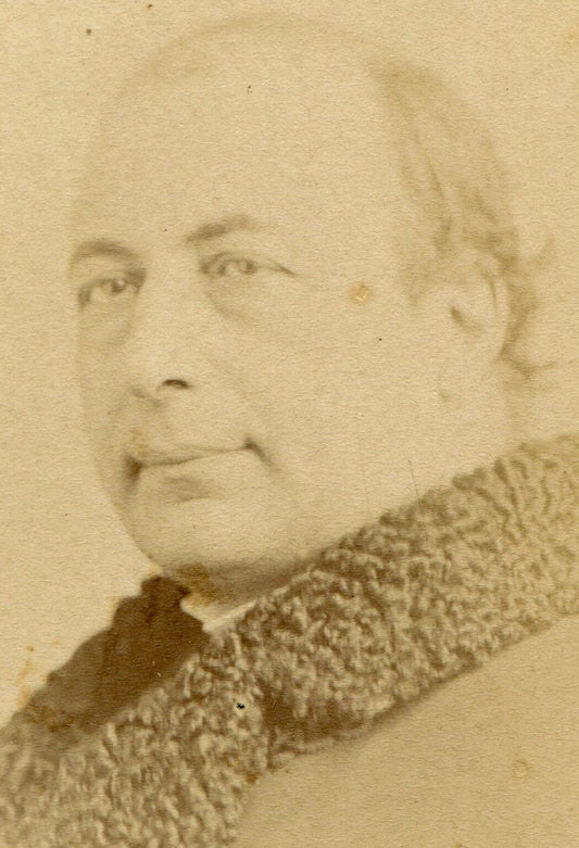 MAN IN COAT WITH CURLY LAMB WOOL COLLAR. CDV.