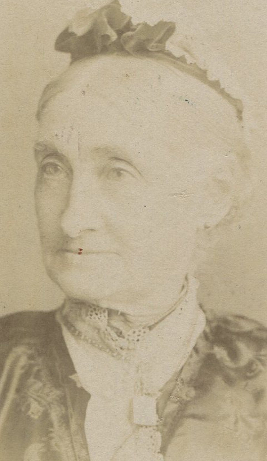Vintage Brighton, England Cabinet Card Portrait: Old Woman with Childish Hair