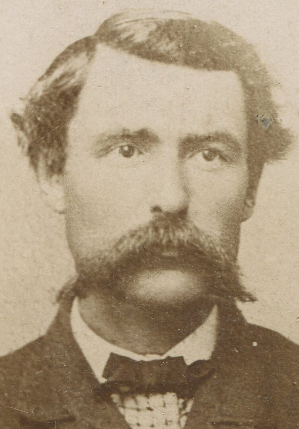 Vintage Cabinet Card Portrait - Man with Seriously Huge Mustache, Original Old