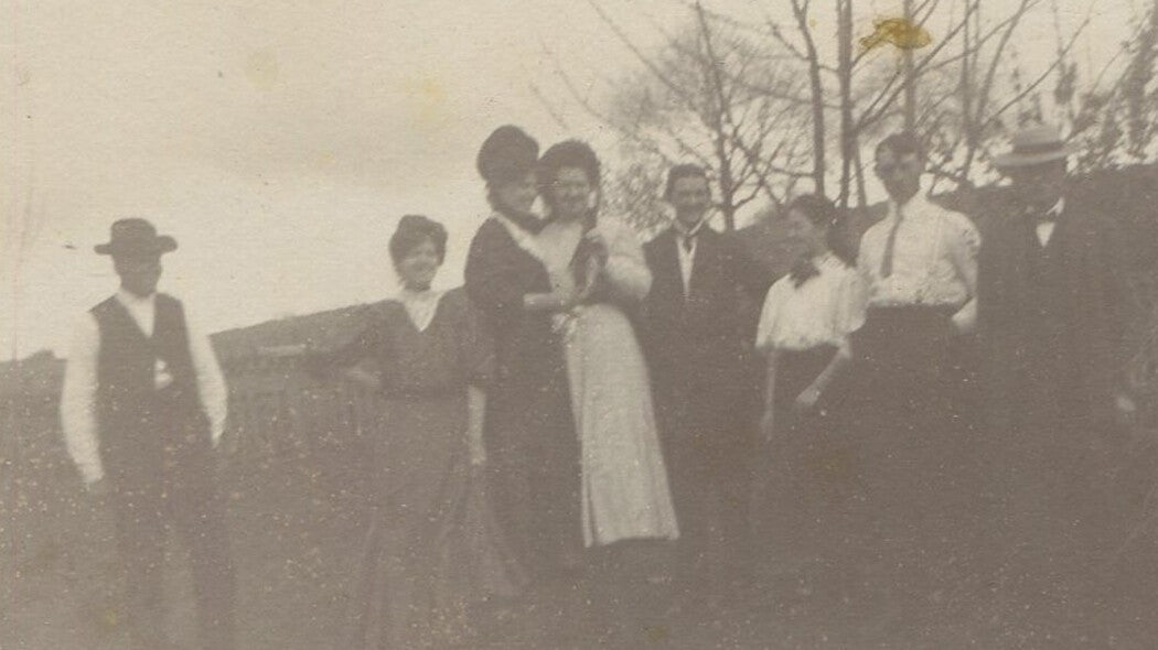 Vintage Cabinet Card: Family Portrait on Hillside - Original Photo with