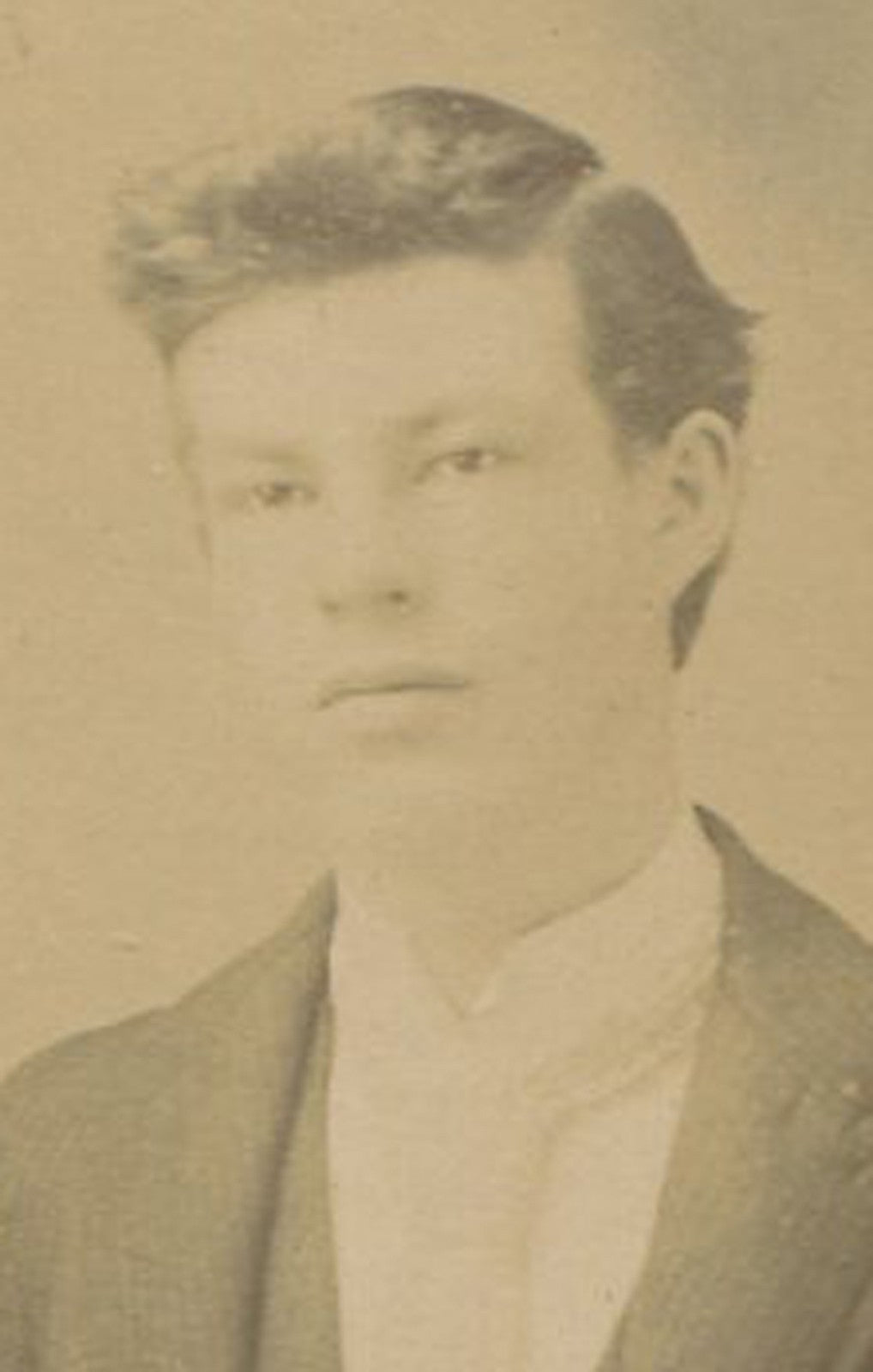 Vintage Cabinet Card Portrait - Young Man in Casual Pose, Painted Background,