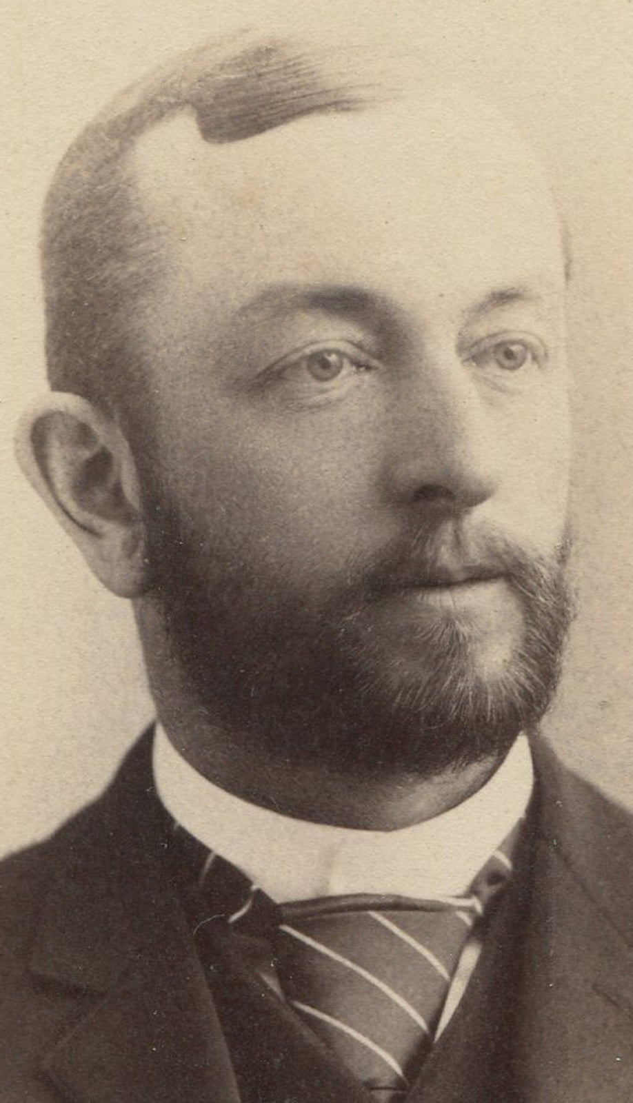 MAN, NICE SUIT AND HOBO BEARD. CABINET CARD. DOVER, N.H.