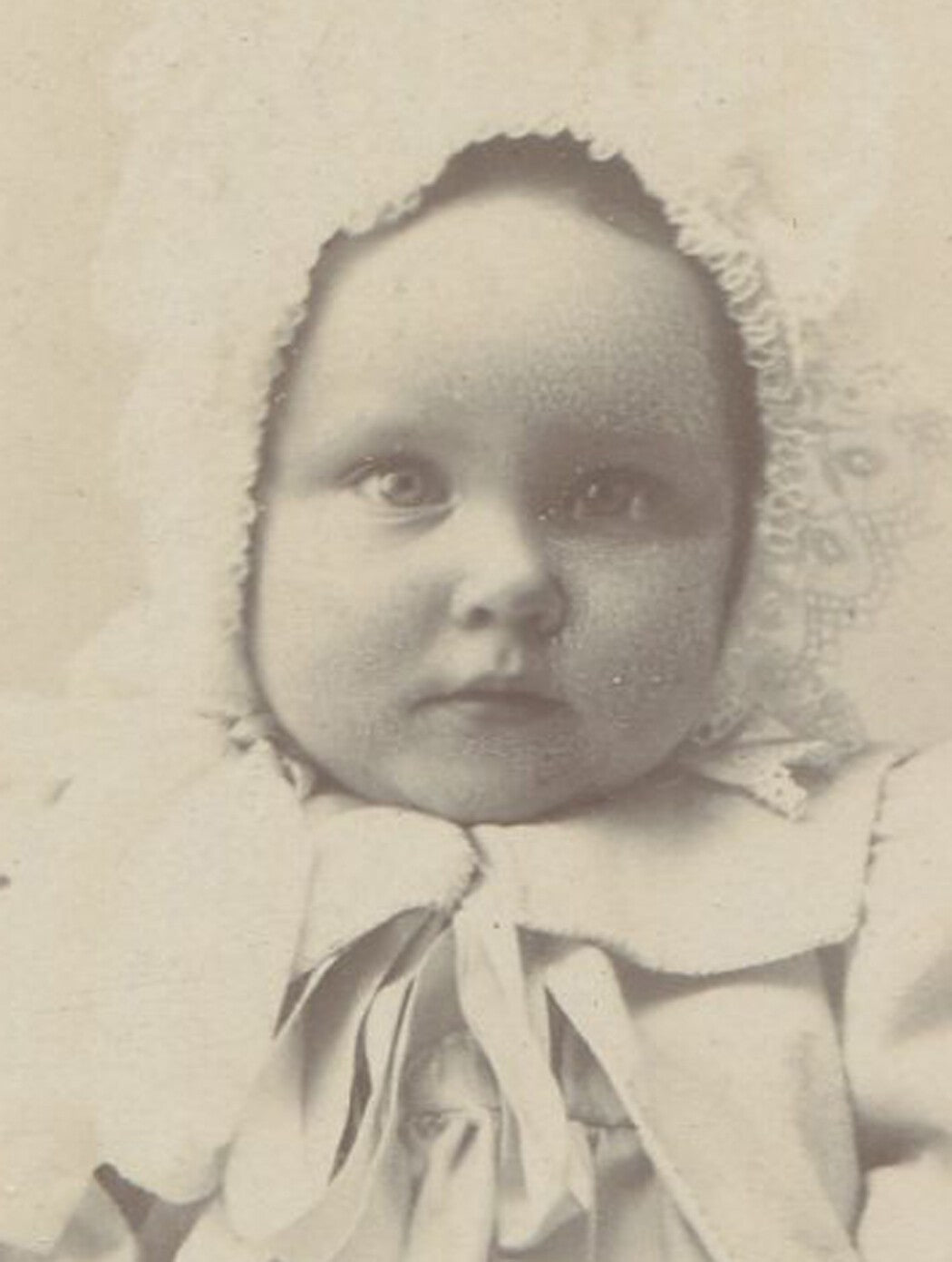 Vintage Baby in Bonnet & Coat Cabinet Card Photo from Libertyville, IL | Early