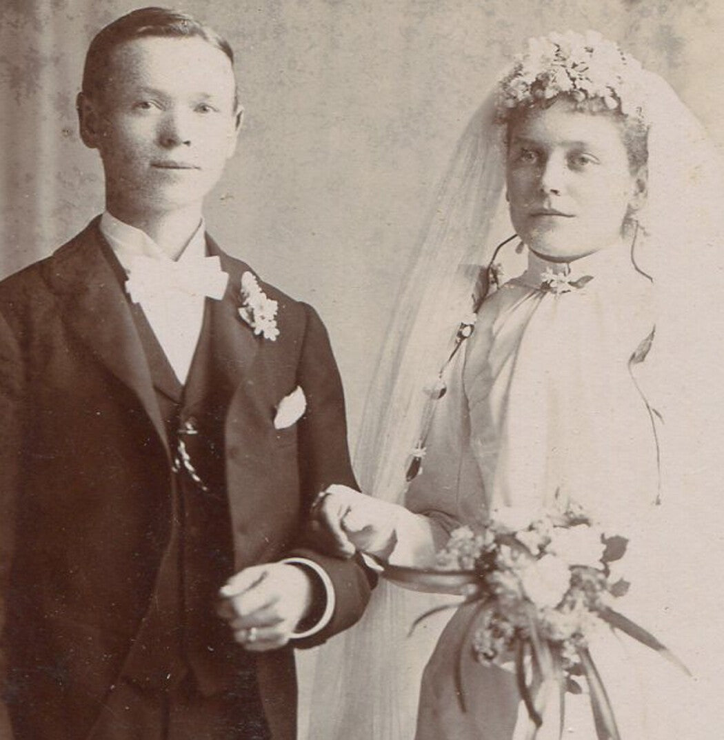 Rare Vintage Wedding Cabinet Card Photo - Very Young Couple, Chicago IL, Early