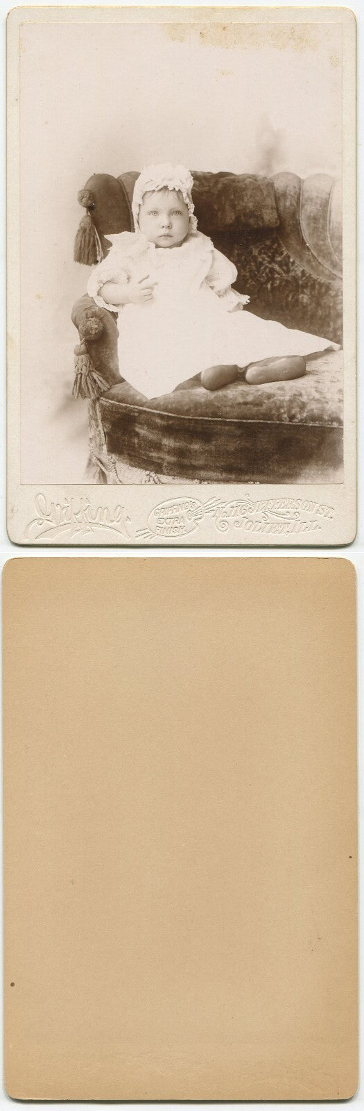Vintage Baby Cabinet Card Photo - Glaring Portrait, Original 1900s Old Photo,