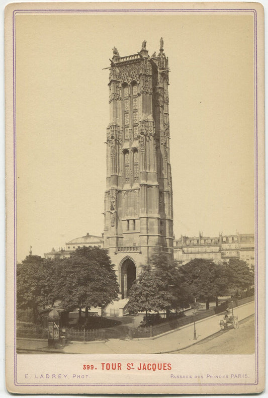 Vintage Tower of St Jacques Paris Cabinet Card Photo - Two Views, Original 1900s
