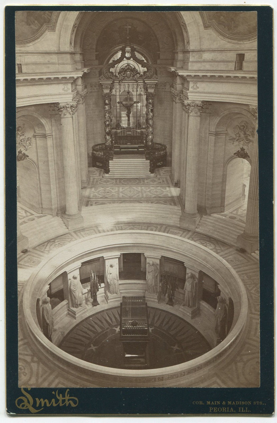 Vintage Napoleon Tomb Interior Cabinet Card, Paris, France - 19th-Century