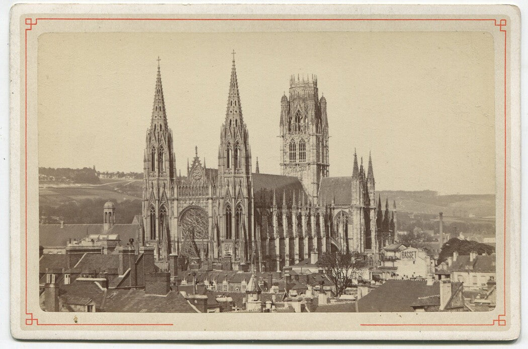 Vintage St Ouen Cathedral Rouen Cabinet Card Photo - Rouen France, Travel Wall