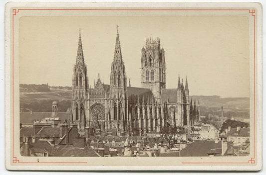 Vintage St Ouen Cathedral Rouen Cabinet Card Photo - Rouen France, Travel Wall