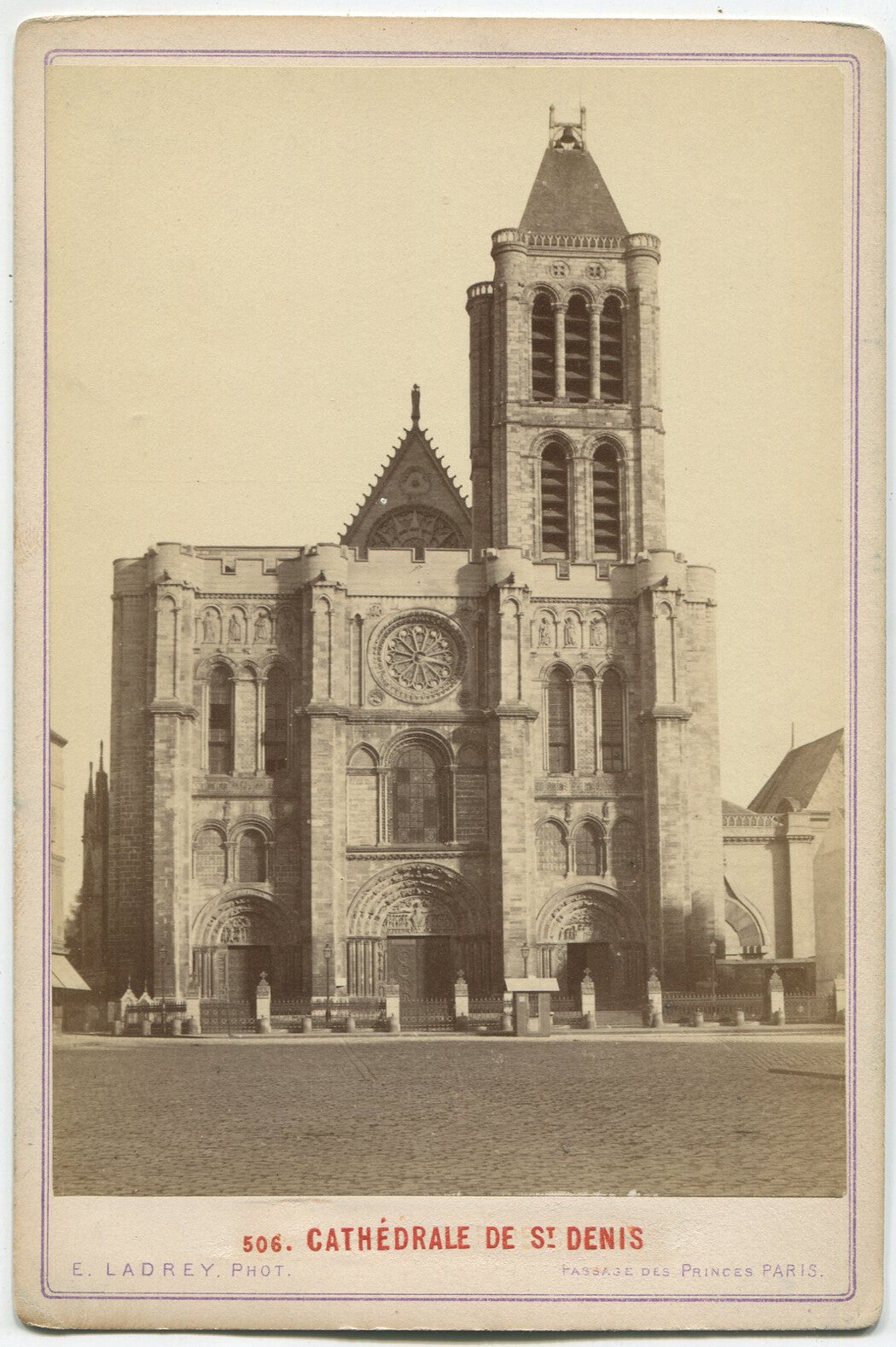Vintage Cabinet Card: Cathedral of Saint-Denis, Paris -- Gothic Cathedral Wall